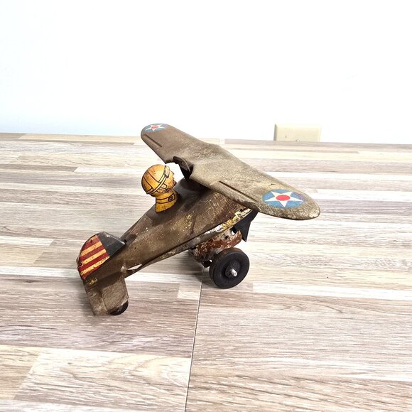 1930s Tin Toy Single Prop Airplane United States Army Air Corps (USAAC) - Picture 1 of 5